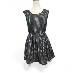 Chetta B Black Mesh Gingham White Organza/tulle Whimsigoth Dress size 6 80s Glam